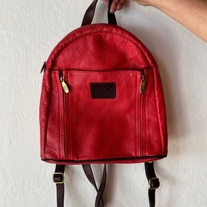 Red leather backpack
